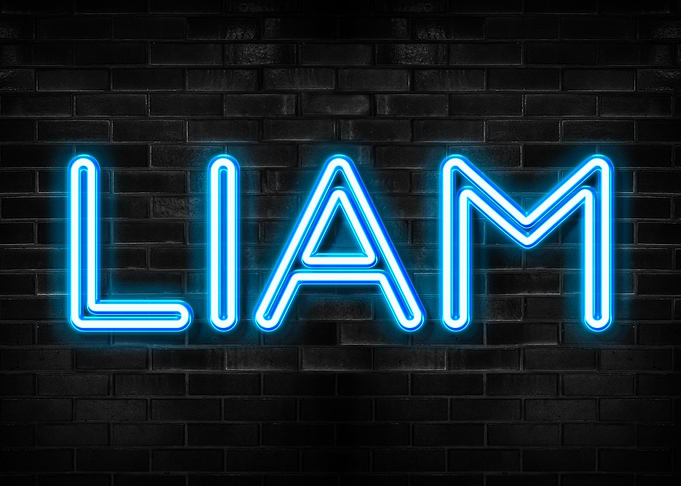 Liam Neon Sign on Brick Wall