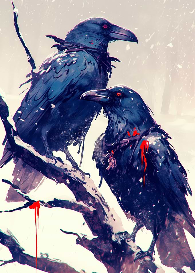 Two Ravens in Winter