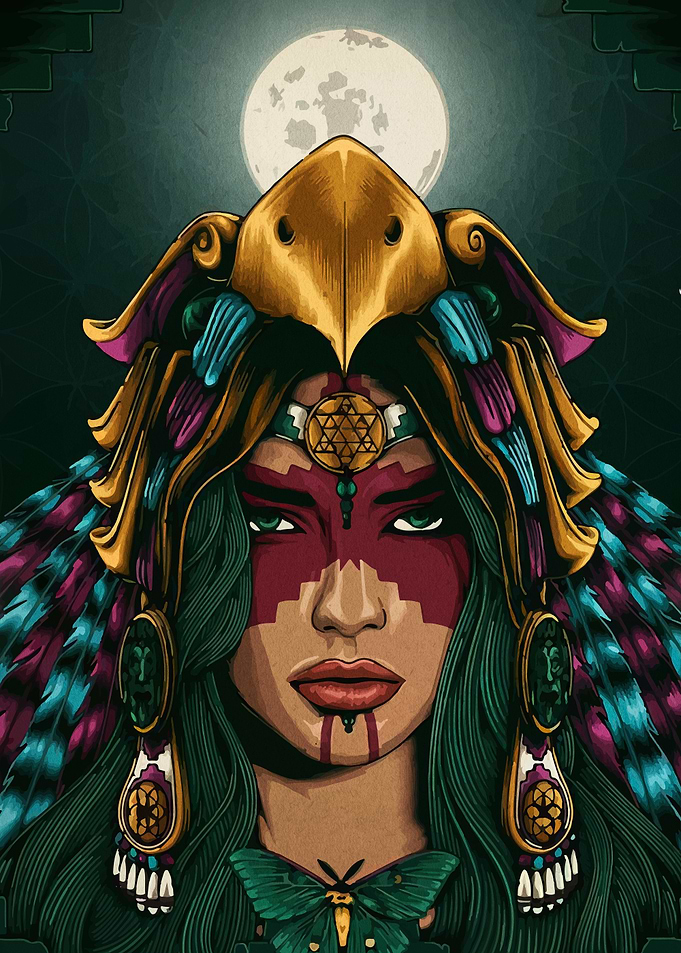 Aztec Woman with Eagle Headdress