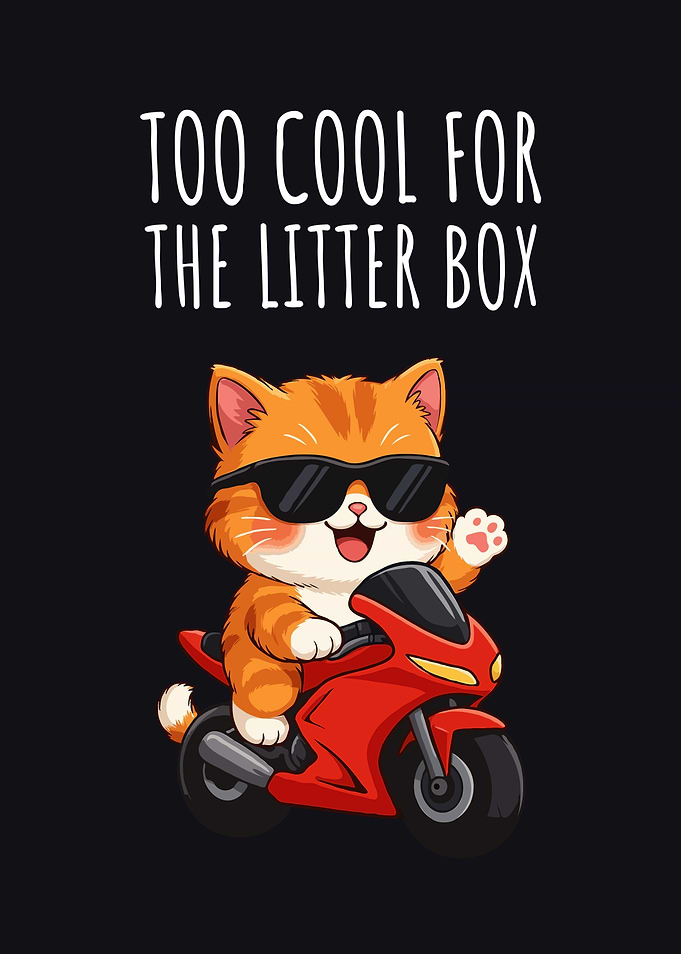 Cool Cat on Motorcycle Cartoon