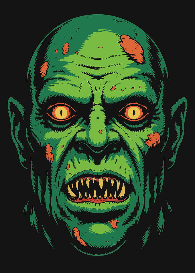 Green Zombie Face Illustration