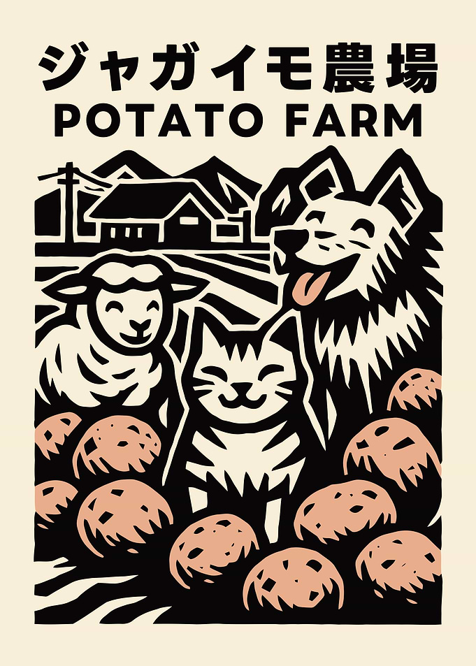 Potato Farm Animals Illustration