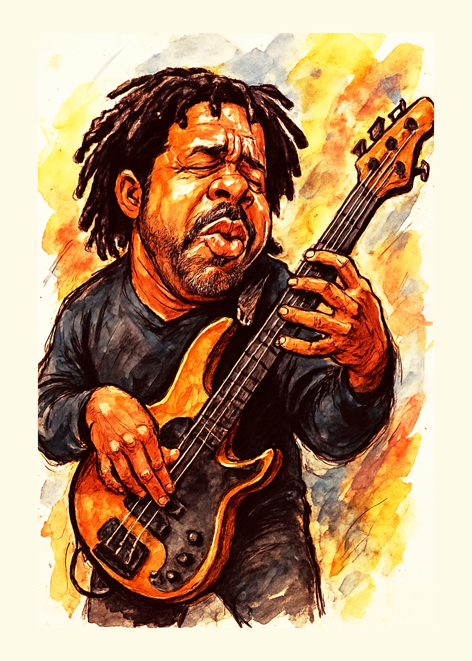 Watercolor Bass Player