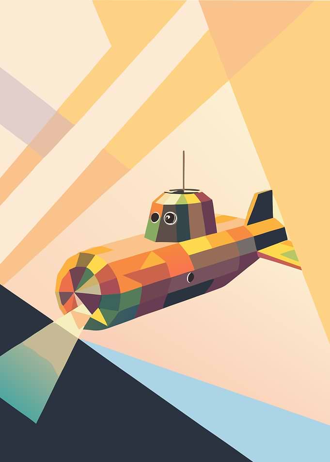 Colorful Submarine Geometric Illustration