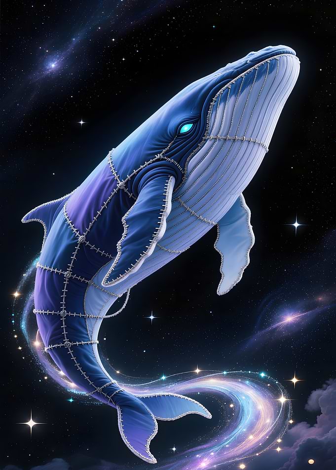 Celestial Whale in Starry Sky