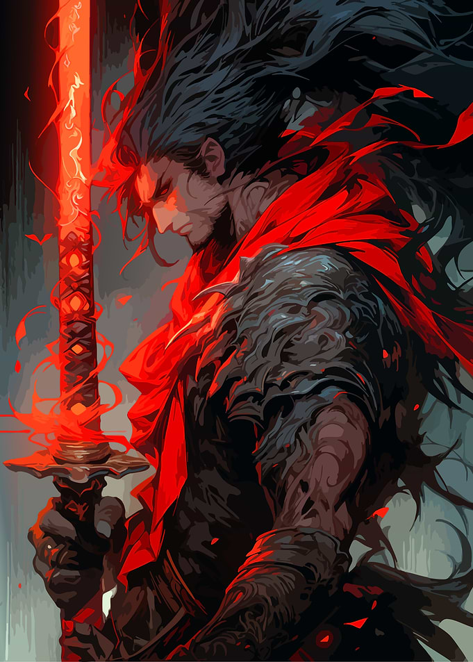 Warrior with Fiery Sword