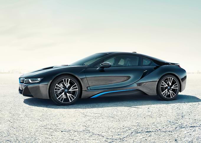Sleek Black BMW i8 on Display