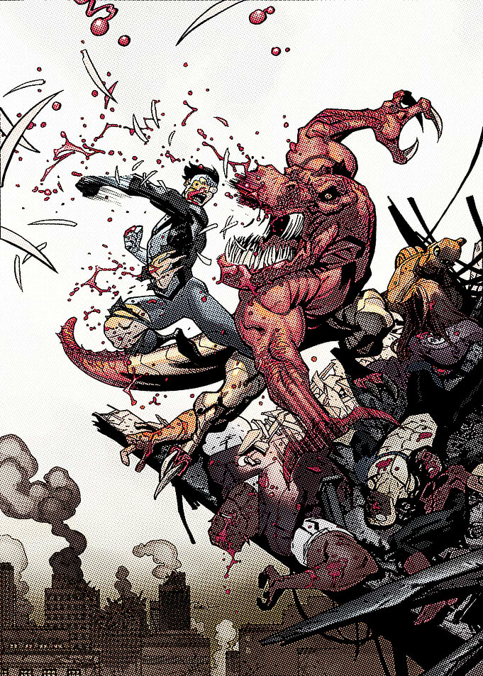 Invincible vs Monster Comic Book Art
