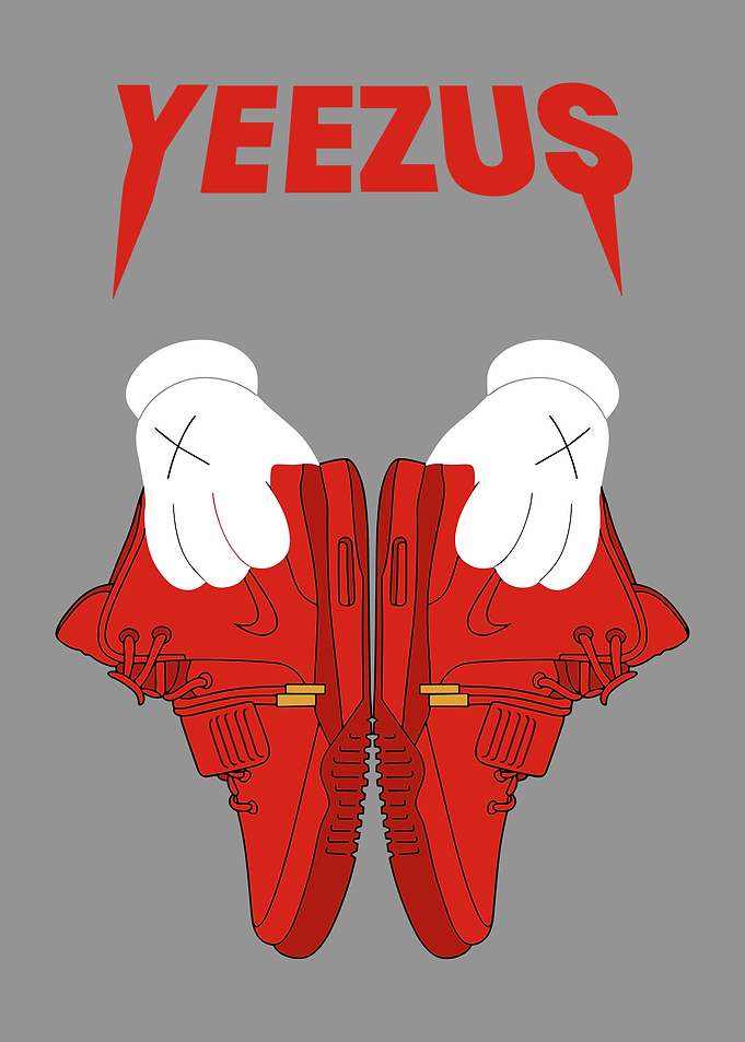Yeezus Red Shoes Cartoon