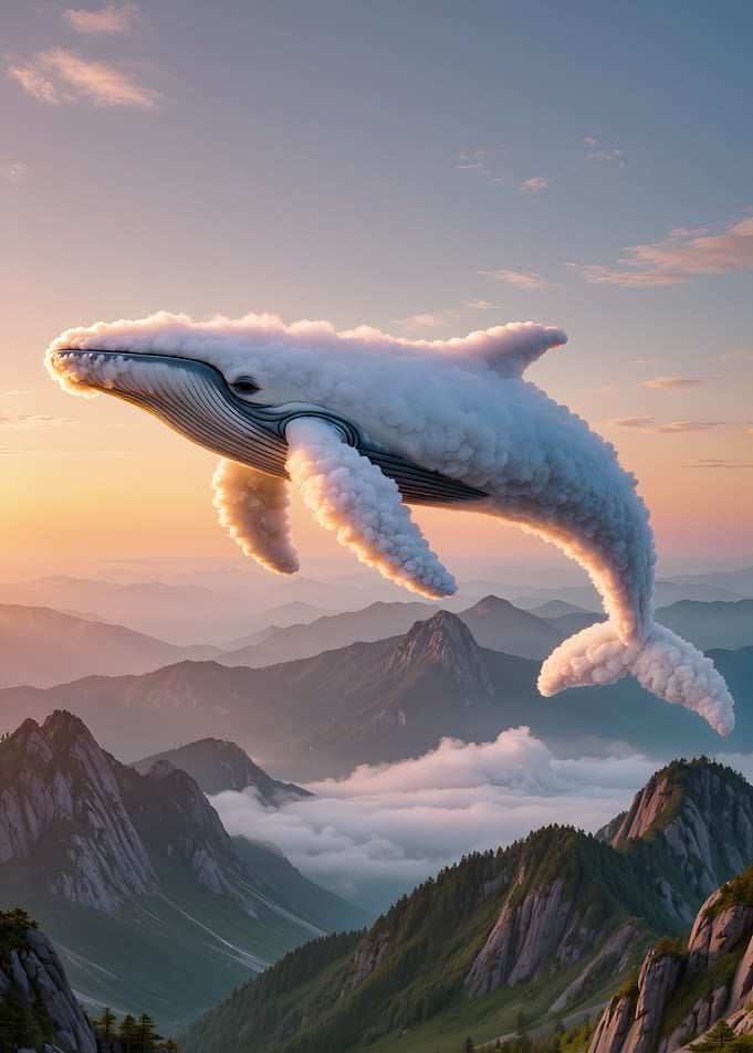 Cloud Whale Over Mountain Landscape