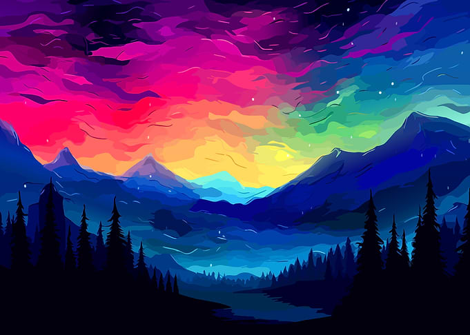 Colorful Mountain Landscape