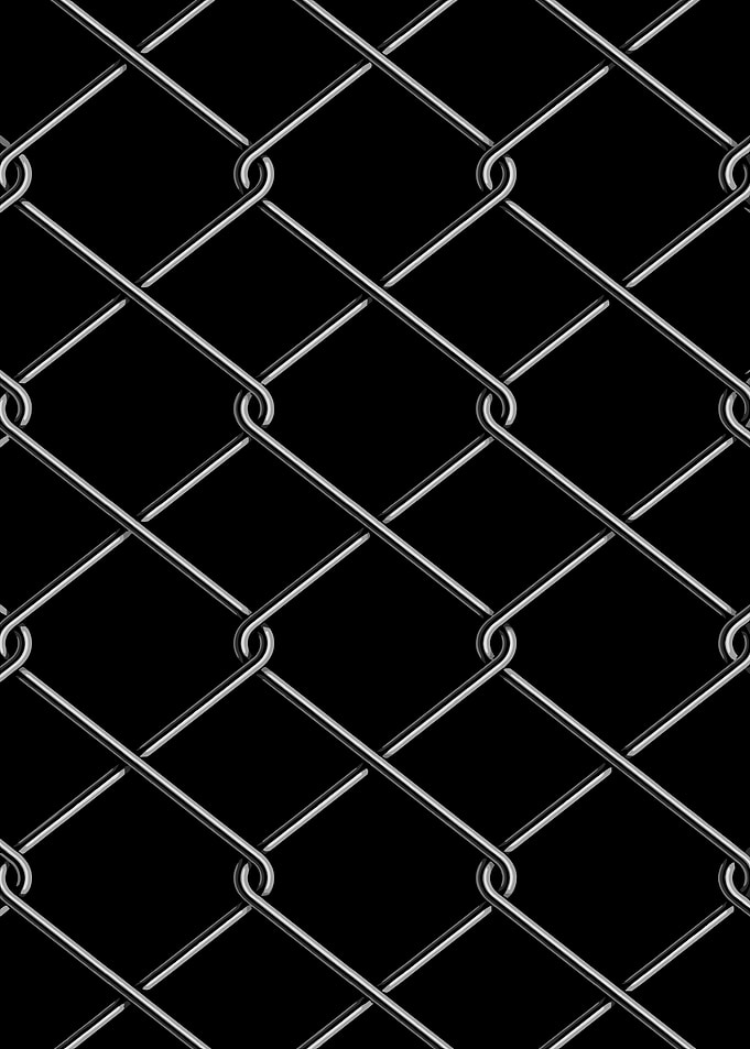 Chain Link Fence on Black Background