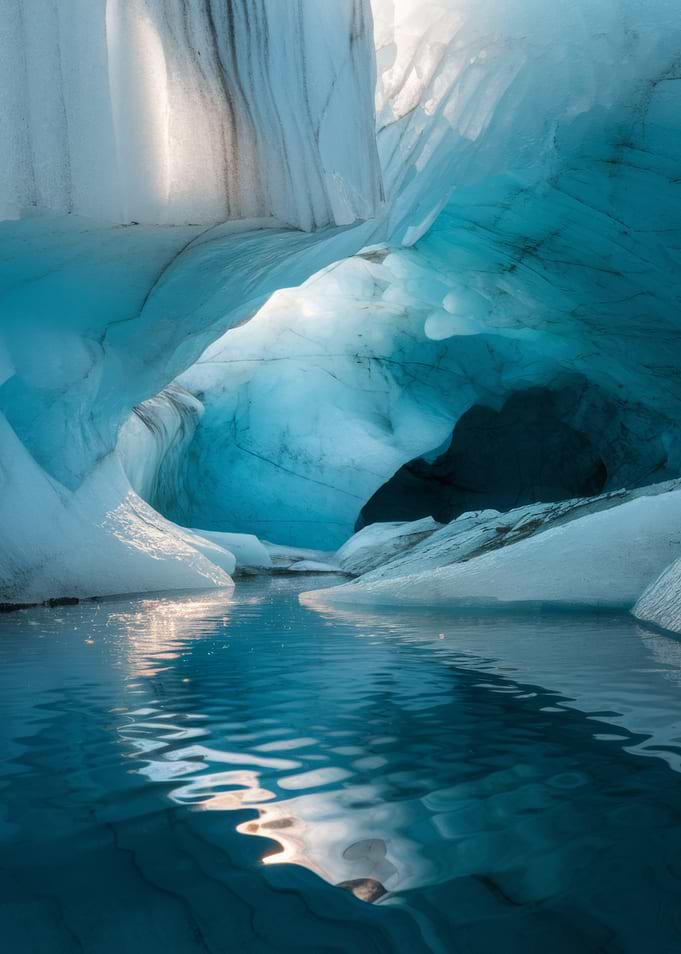 Ice Cave with Water Reflection