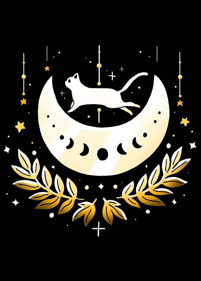 Cat on the Moon Illustration