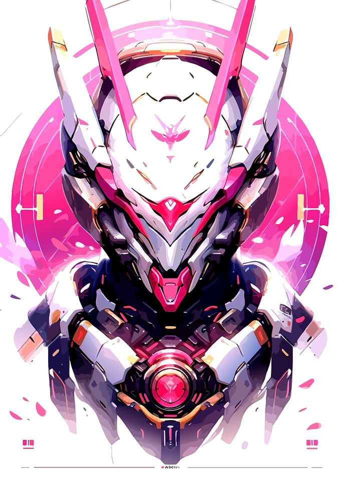 Pink and White Futuristic Robot
