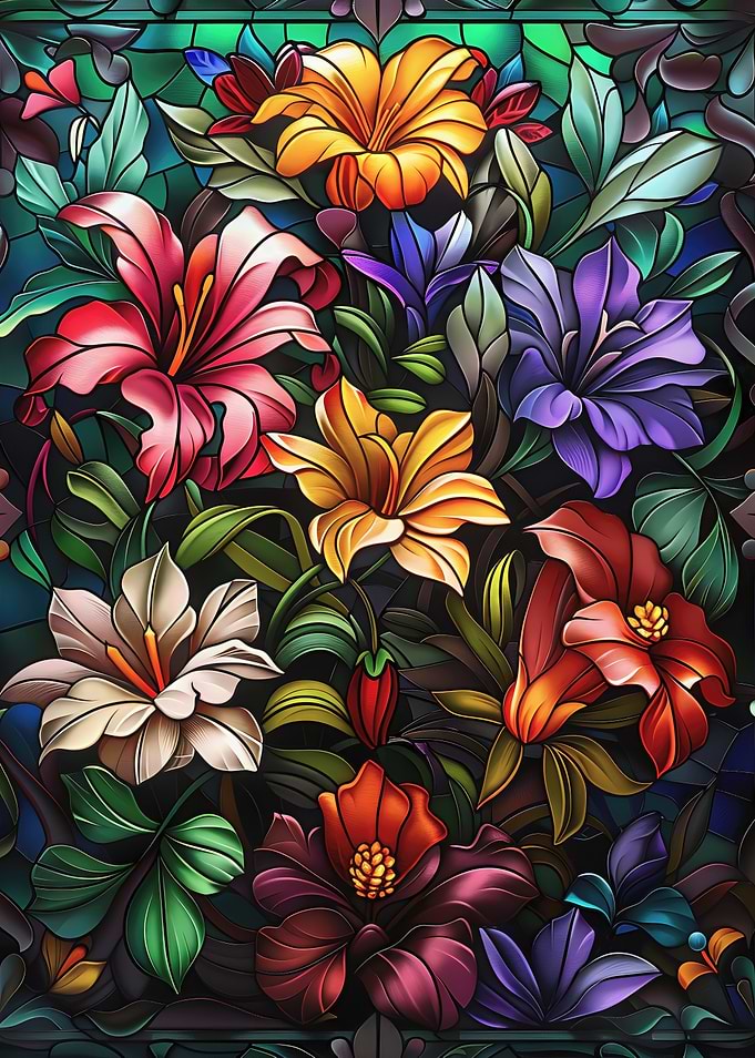 Stained Glass Floral Arrangement