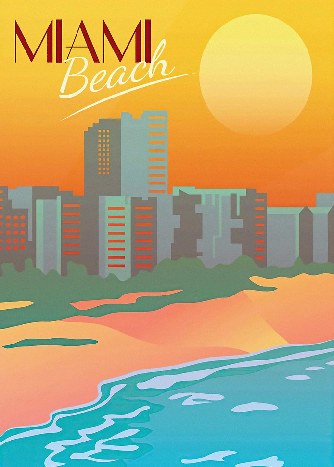 Miami Beach Retro Travel Poster