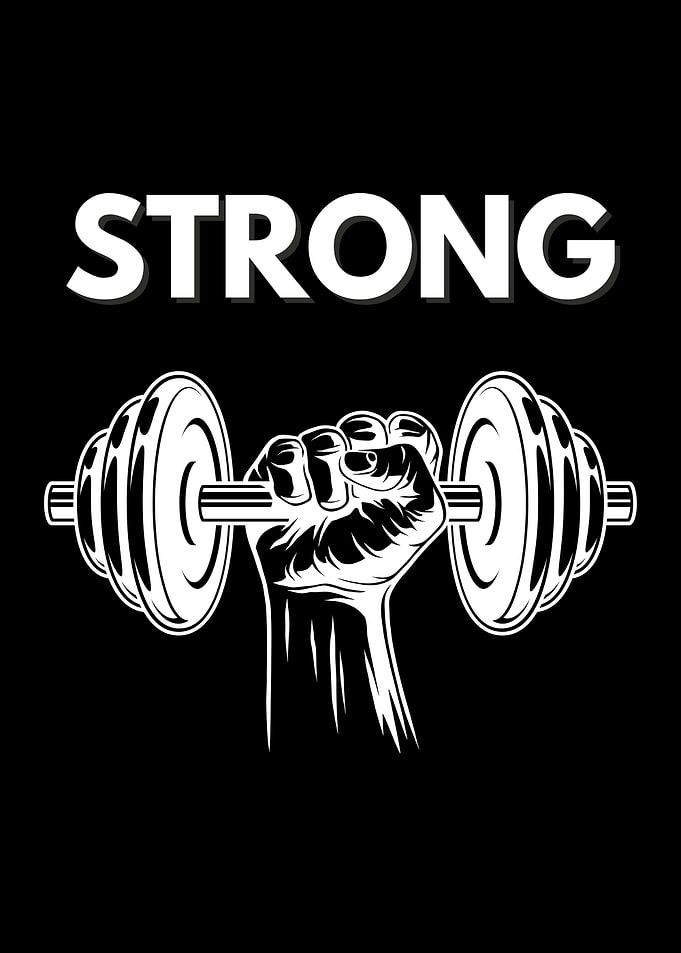 Strong Arm Lifting Dumbbell Illustration