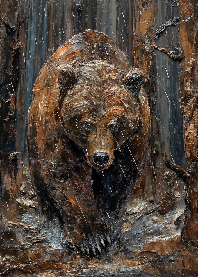 Brown Bear in the Rain Painting