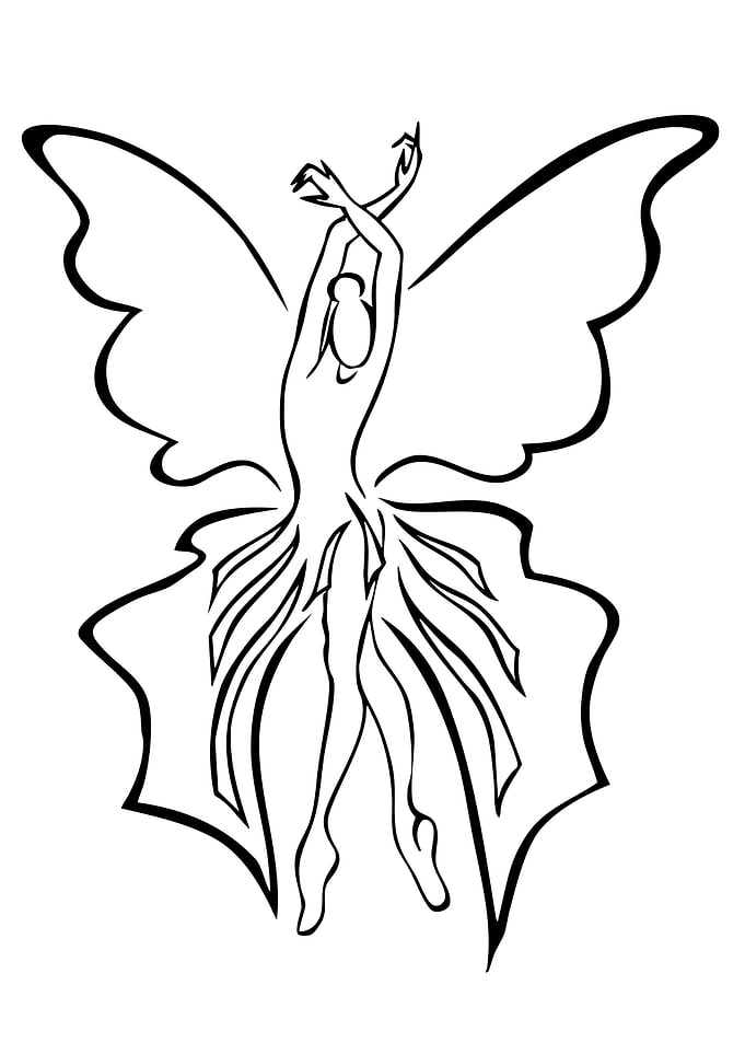 Butterfly Fairy Line Art
