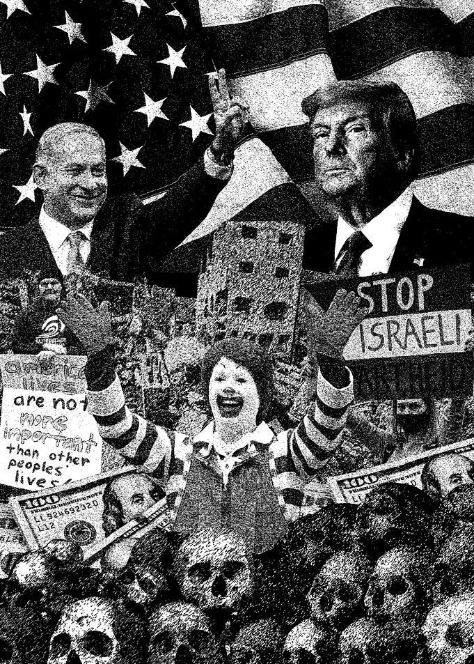 Political Collage with Skulls and Figures
