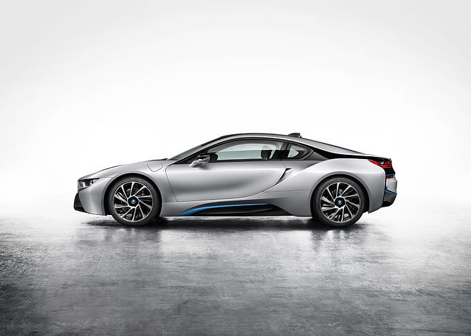 Silver BMW i8 Side View