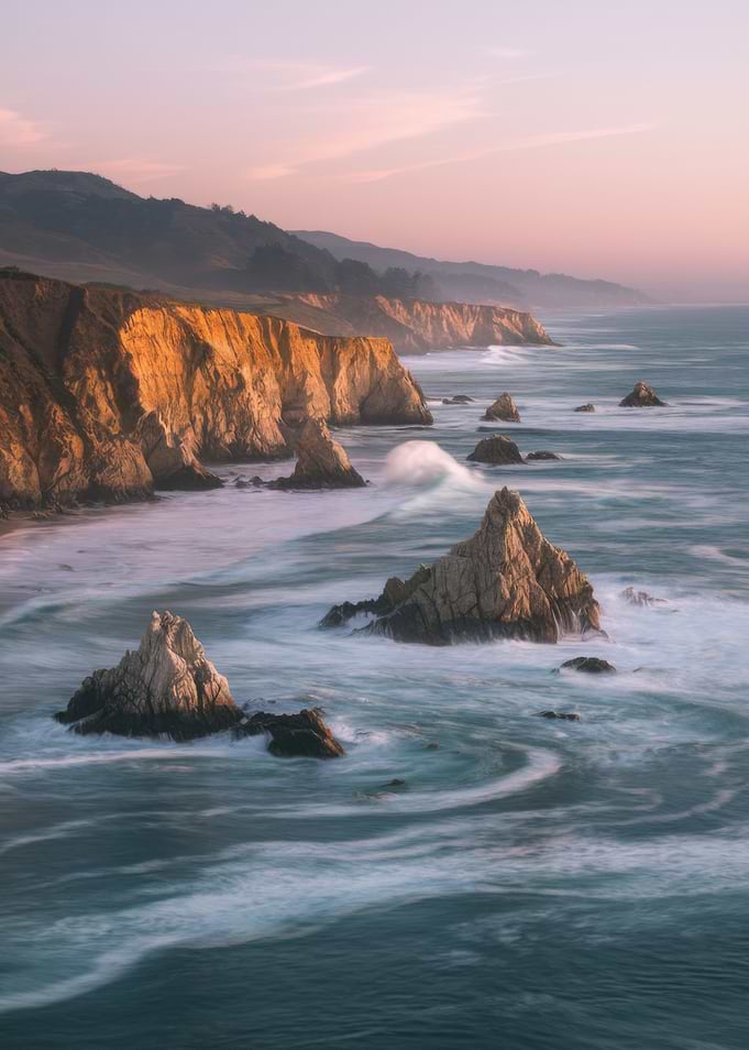Coastal cliffs and ocean waves