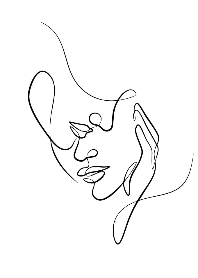 Minimalist Line Art Woman Portrait