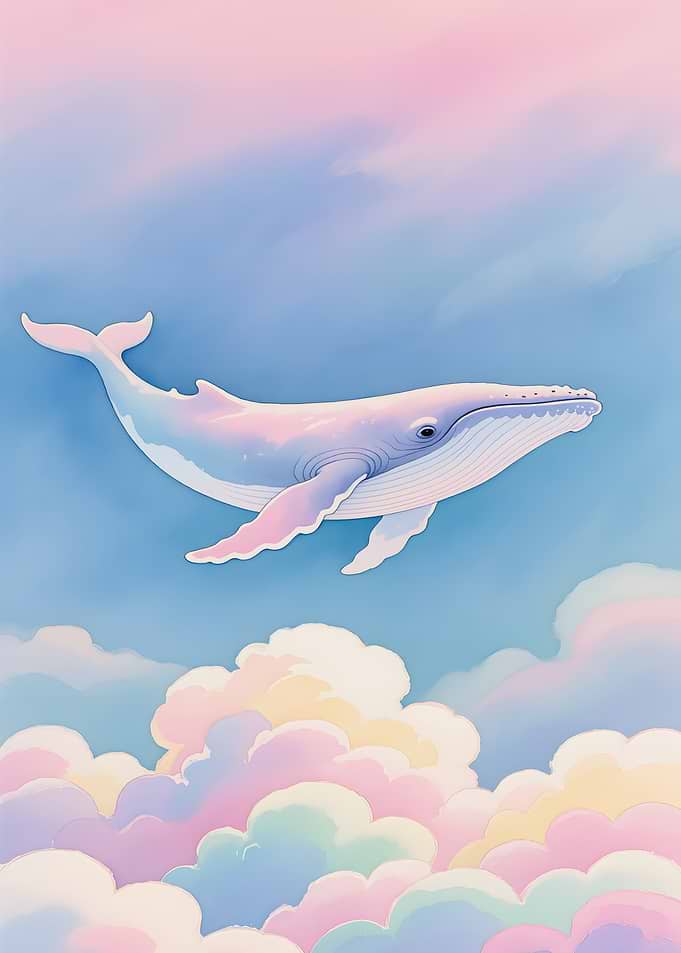 Pastel Whale in the Sky
