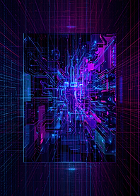 Cyberpunk Circuit Board Abstract