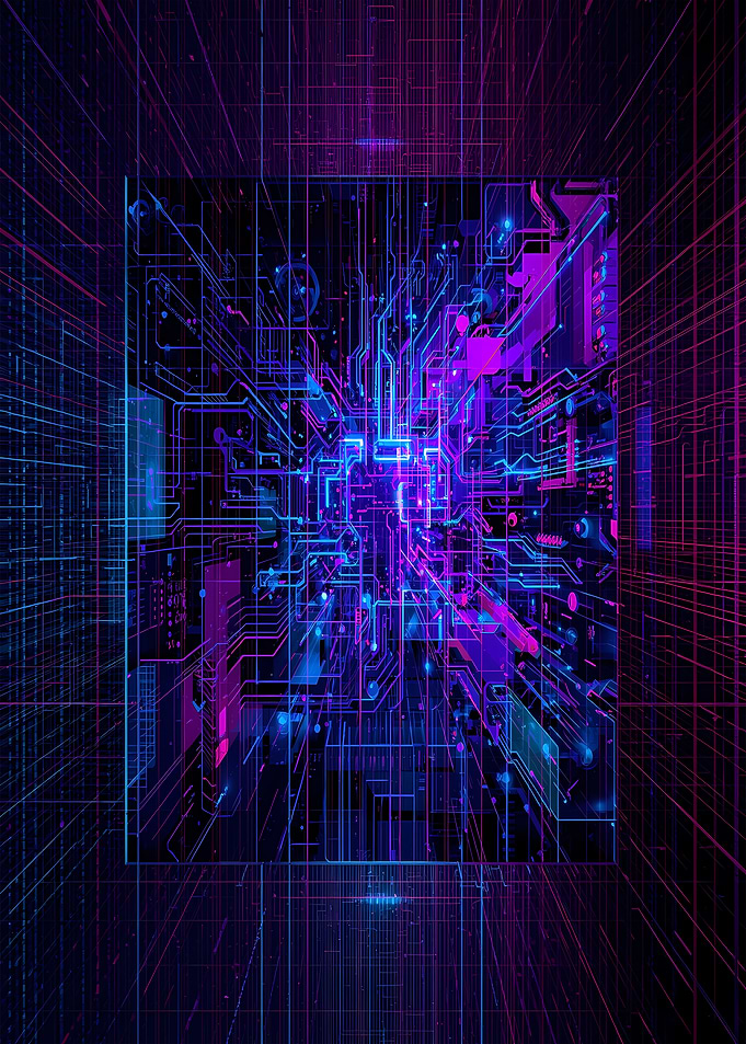 Cyberpunk Circuit Board Abstract