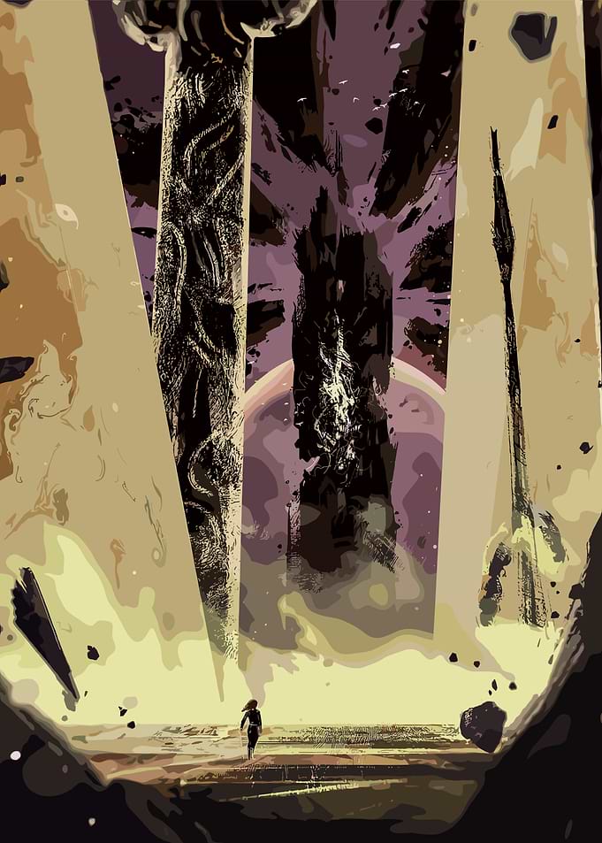 Abstract Landscape with Figure and Pillars Expedition