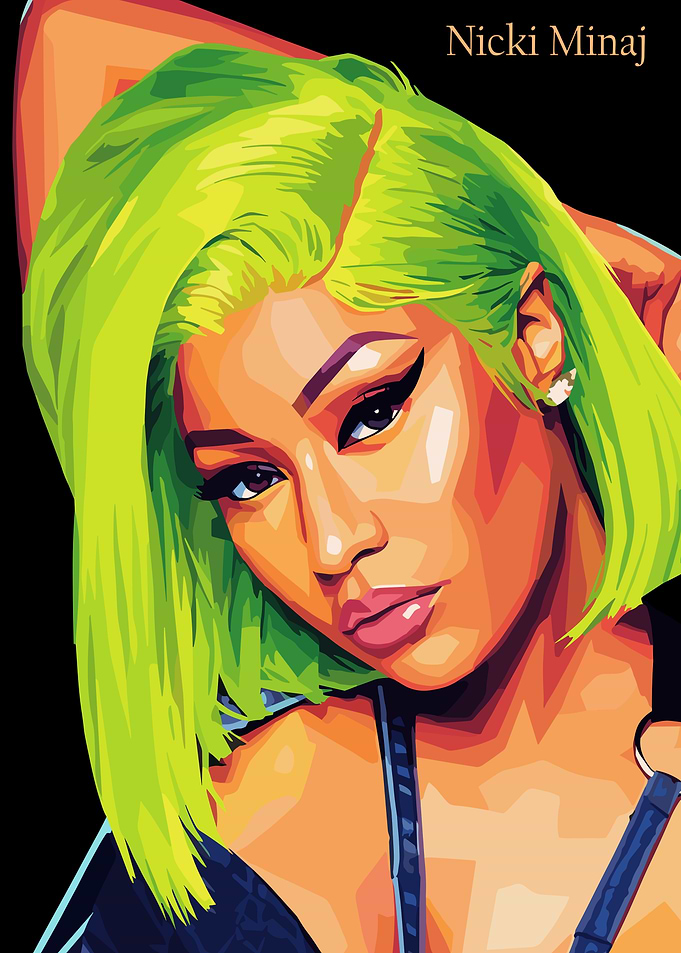 Nicki Minaj Portrait with Green Hair