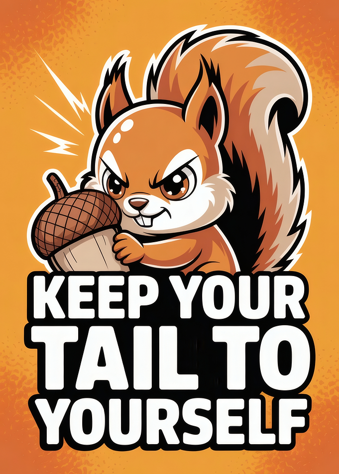 Keep Your Tail To Yourself Cartoon Squirrel