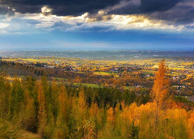 Autumn Landscape with Cloudy Sky, Poland