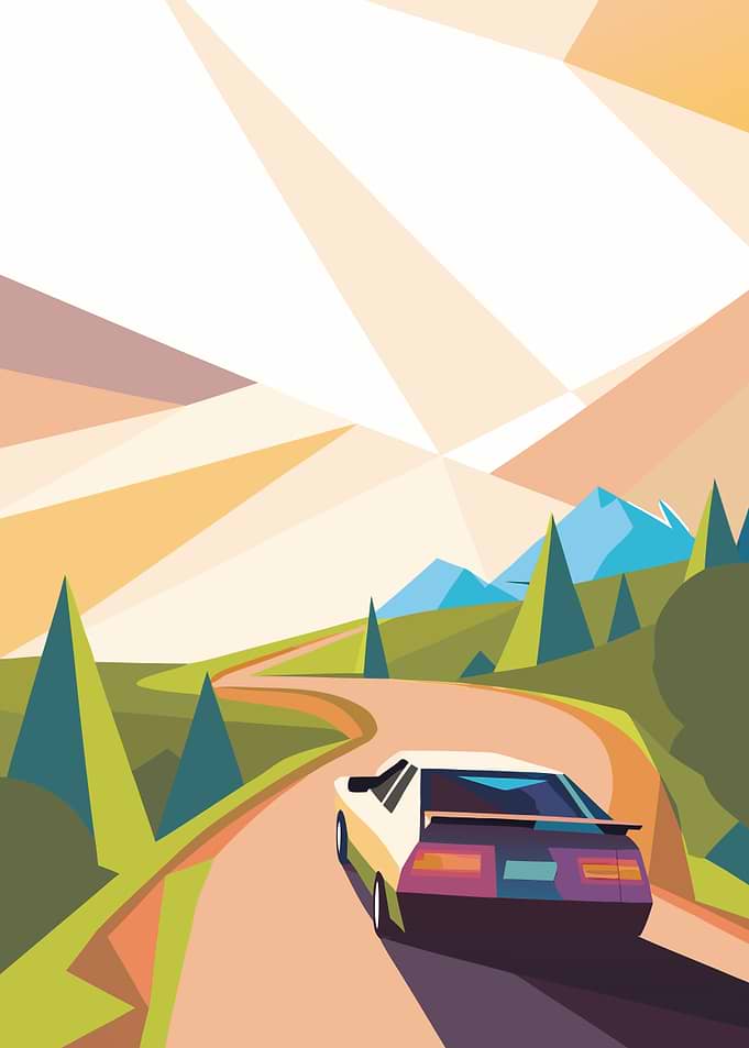Retro Car Road Trip