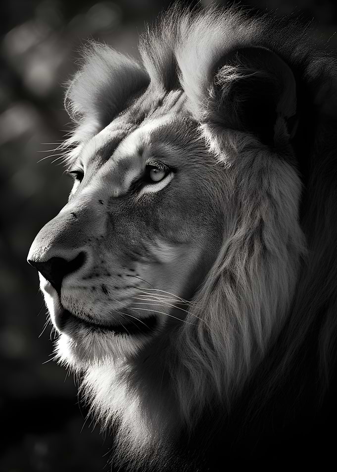 Lion Portrait in Black and White