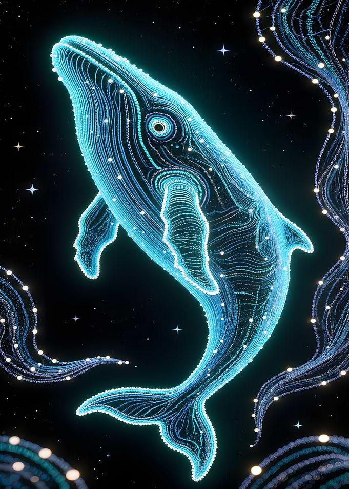 Glowing Whale in Starry Space