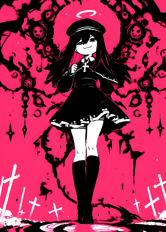 Dark Angel Girl in Pink