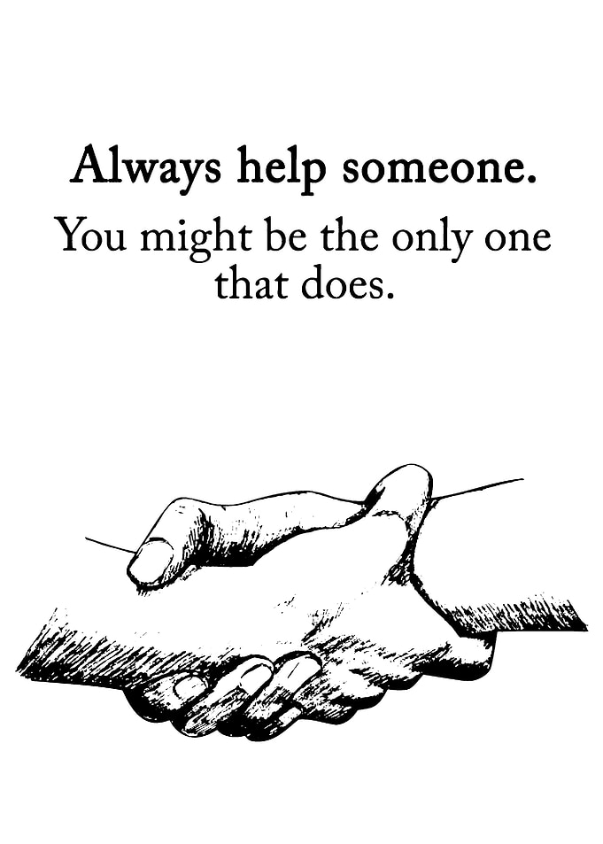 Always help someone. Handshake illustration.