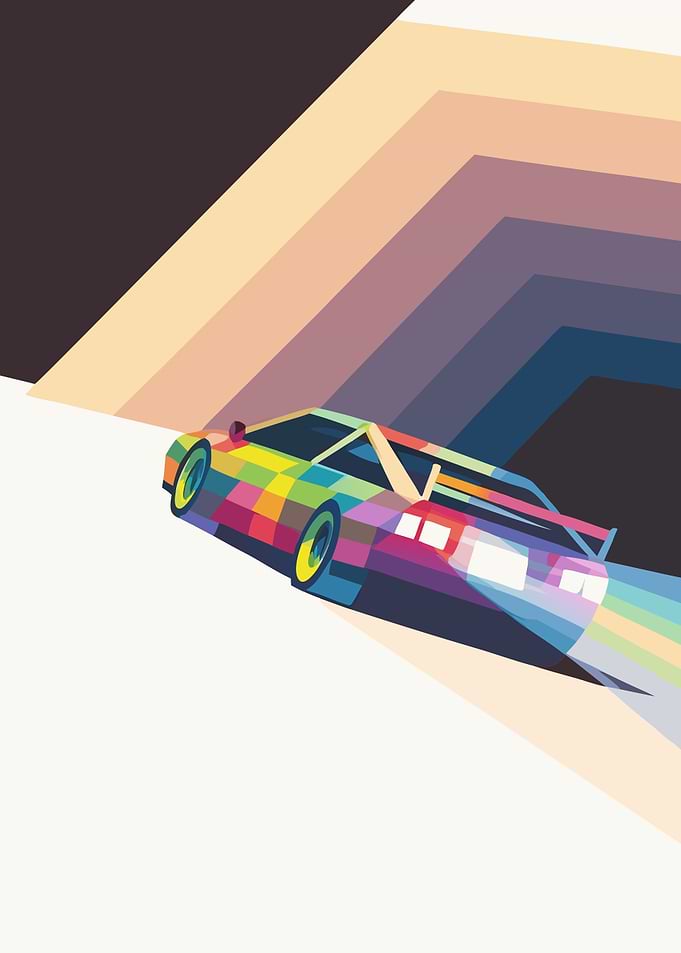 Retro Car Rainbow Pixel Art