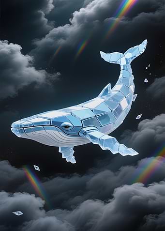 Crystal Whale in Cloudy Sky