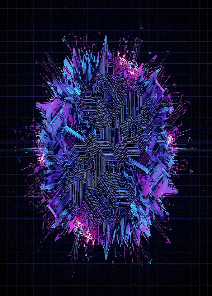 Abstract Circuit Board Explosion
