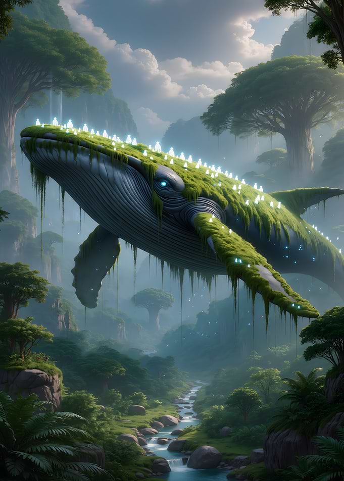Mossy Whale in Lush Forest