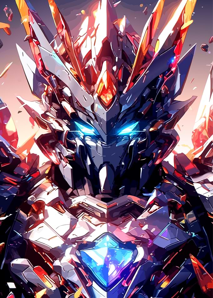 Futuristic Robot Warrior with Glowing Eyes