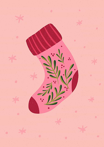 Pink Christmas Stocking Illustration