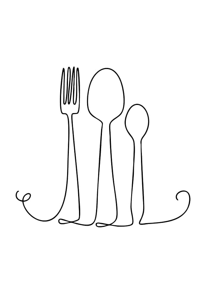 Minimalist Cutlery Line Art