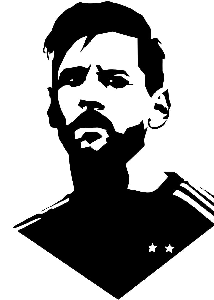 Lionel Messi Black and White Portrait