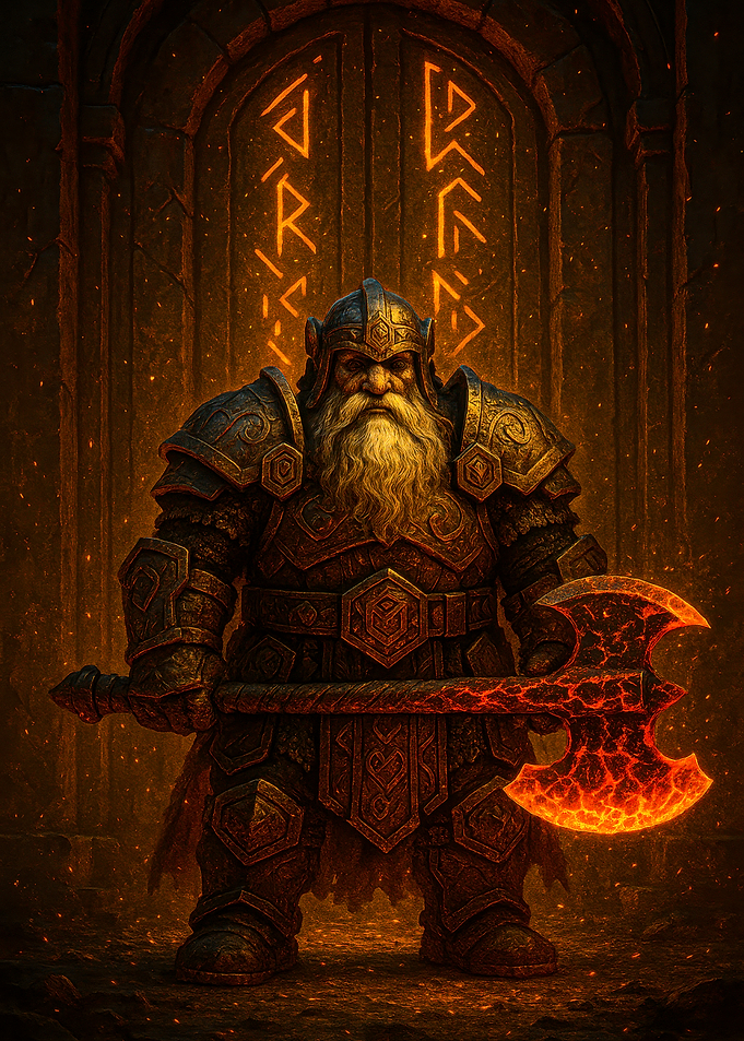Dwarf Warrior with Lava Axe