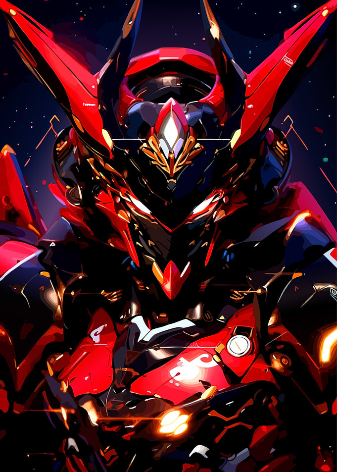 Red and Black Robotic Warrior